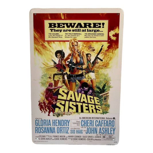 Savage Sisters Movie Poster Metal Tin Sign 8"x12"