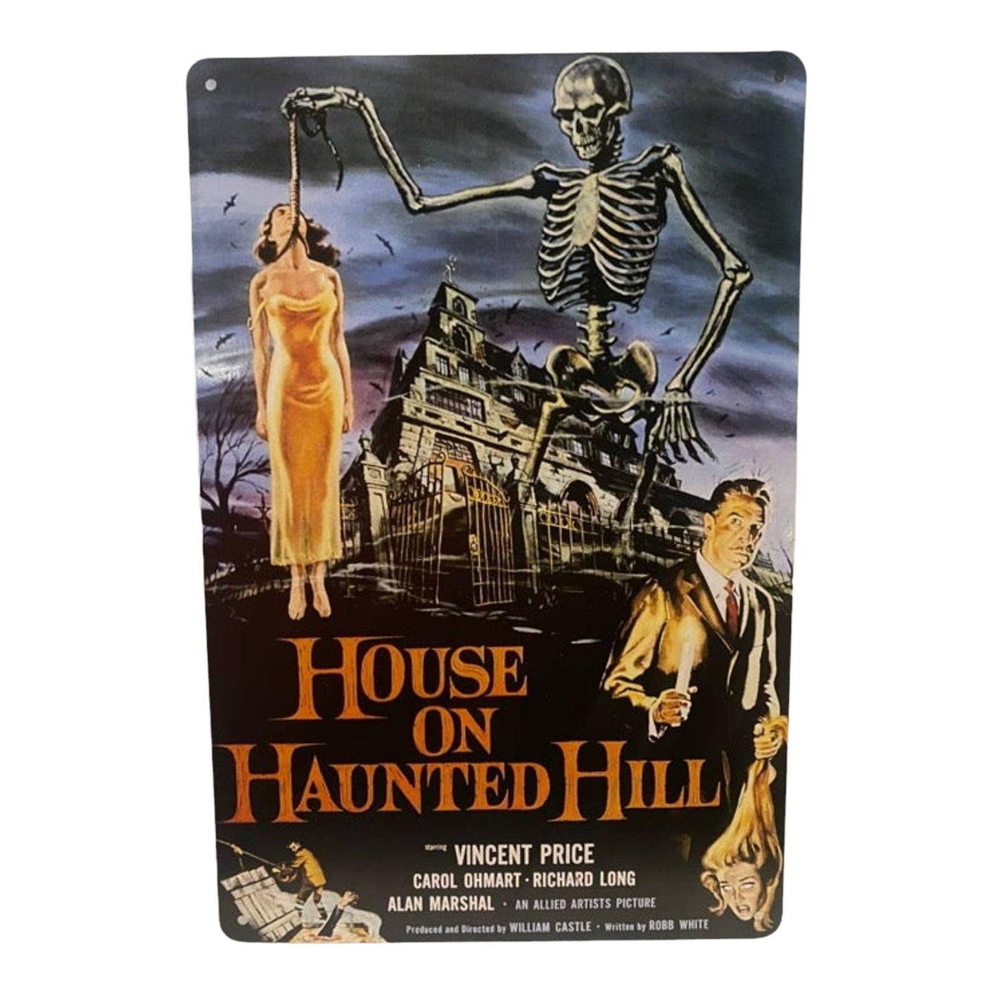 House On Haunted Hill Movie Poster Metal Tin Sign 8"x12"