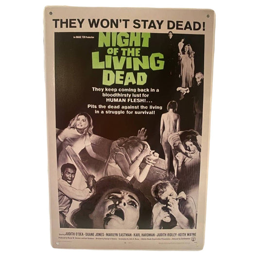 Night Of The Living Dead Movie Poster Metal Tin Sign 8"x12"