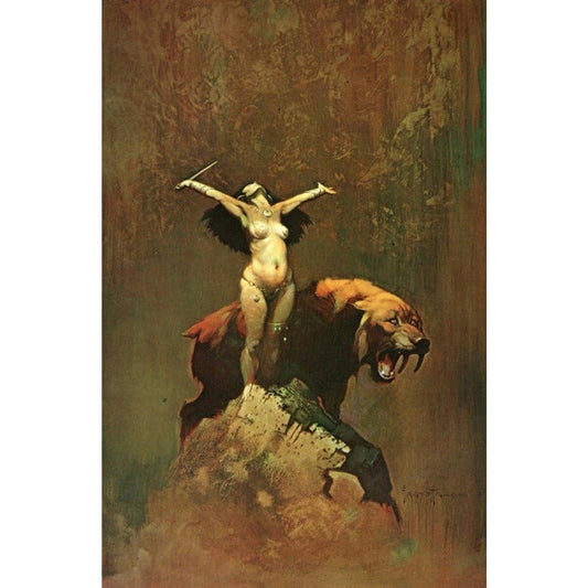 16” x 24" Frank Frazetta Jungle Queen Canvas Print Wall Art