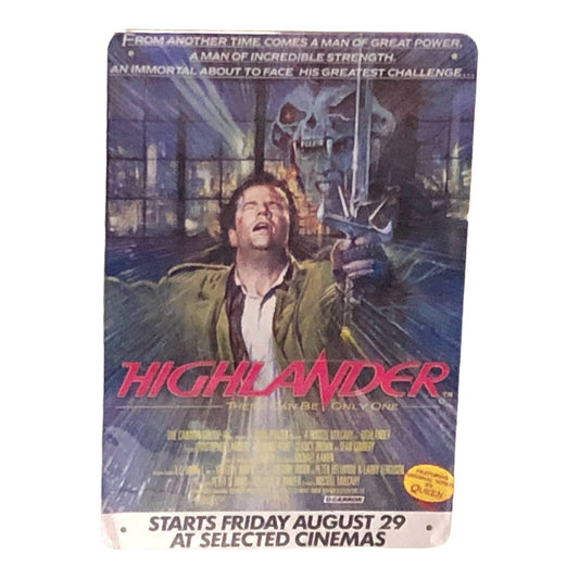 Highlander Movie Poster Metal Tin Sign 8"x12"