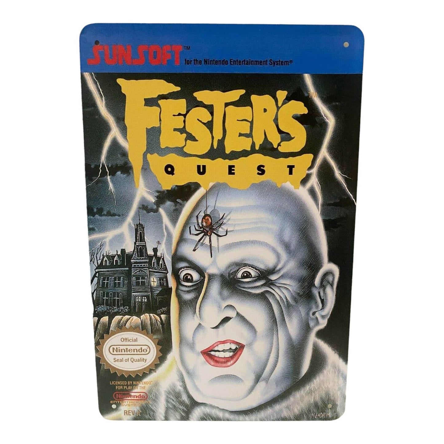 Fester's Quest Video Game Cover Metal Tin Sign 8"x12"
