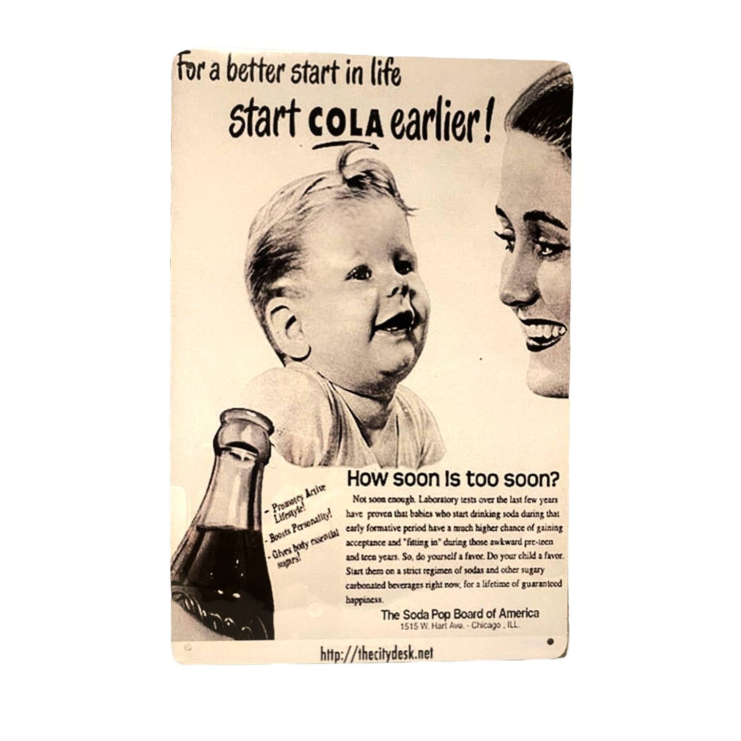 Cola Poster Ad Metal Tin Sign 8"x12"