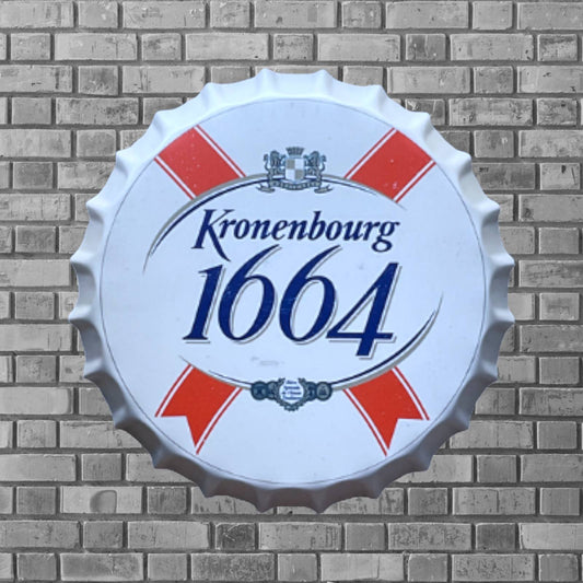 14” Kronenbourg 1664 Bottle Cap Metal Tin Sign