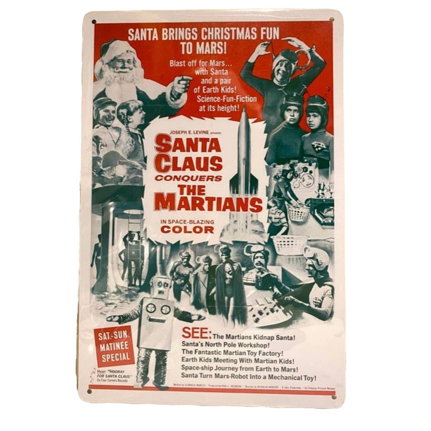 Santa Claus Conquers The Martians Movie Poster Metal Tin Sign 8"x12"