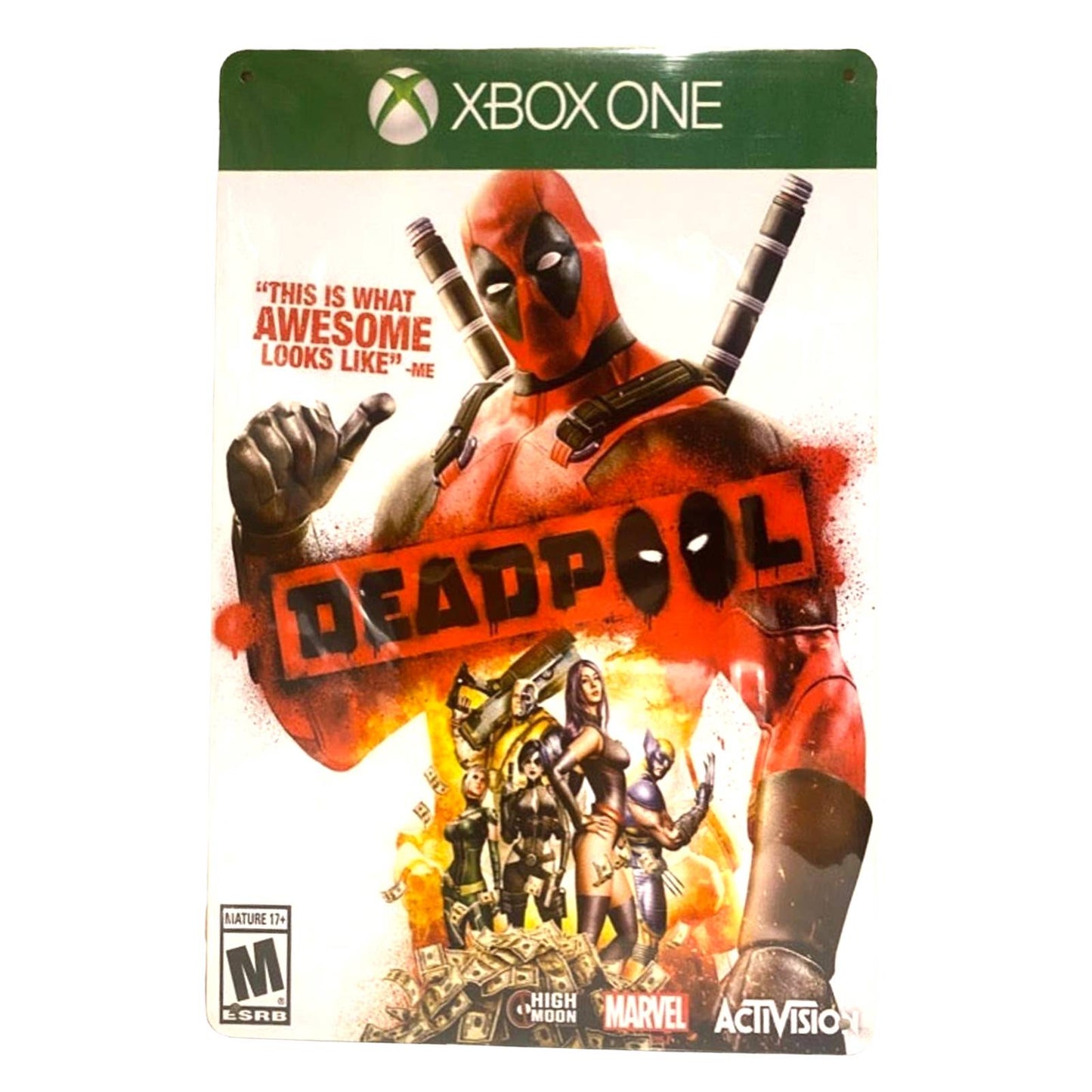 Deadpool XBox Video Game Cover Metal Tin Sign 8"x12"